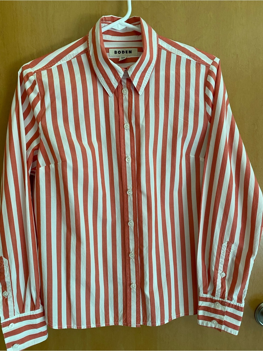 Boden Red & White Striped Button-Down Shirt - Picture 3 of 7